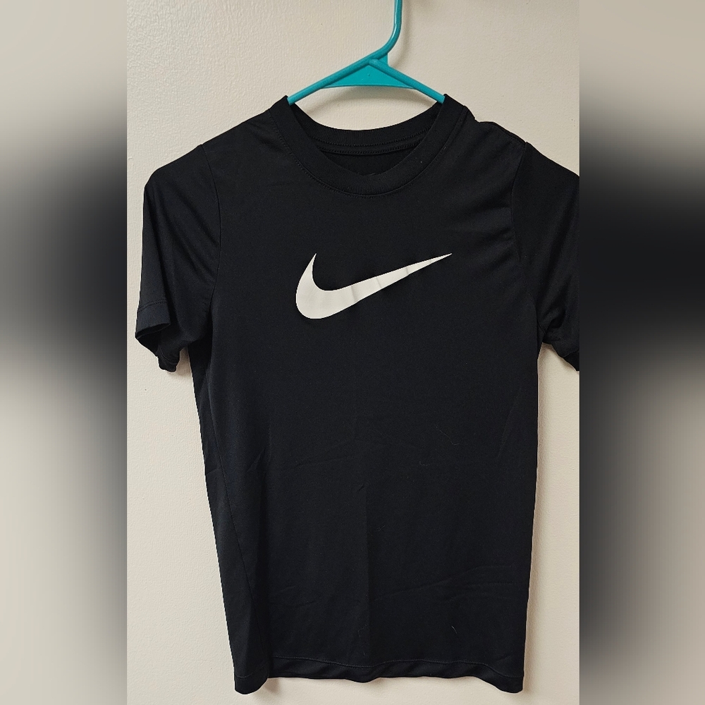 Nike Boy's Black Dri-Fit Tee with White Logo